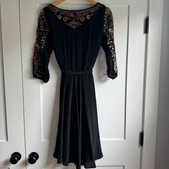 NWT Anthropologie Mirabilis Embroidered Silk Dress, Sz 8 - Picture 6 of 9